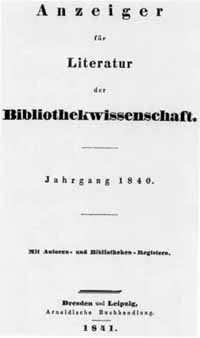 Titelblatt Anzeiger für Literatur der Bibliothekwissenschaft