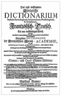Titelblatt: Dictionarium Frantzösisch-Teutsch