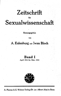 Titelblatt 'Zeitschrift für Sexualwissenschaft'