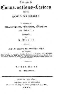 Titelblatt: Das gro�e Conversationslexikon für gebildete Stände