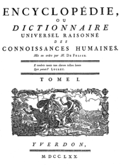 Titelblatt: Encyclop�die, ou Dictionnaire universel raisonn� des connoissances humaines