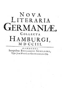 Titelblatt 'Nova literaria germaniae collecta Hamburgi'