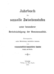 Titelblatt "Jahrbuch für sexualle Zwischenstufen"