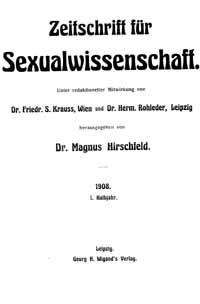 Titelblatt Zeitschrift für Sexualwissenschaft