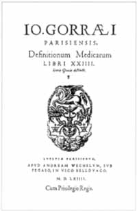 Titelblatt: Ioannis Gorraeus: Definitionum medicarum libri XXIIII literis Graecis distincti
