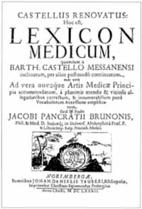 Titelblatt: Bartholommeo Castelli: Lexicon medicum graeco-latinum