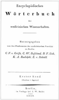 Titelblatt: C. F. v. Gräfe / C. W. Hufeland: Encyclopädisches Wörterbuch der medicinischen Wissenschaften