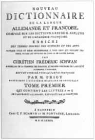 Titelblatt: Christian Friedrich Schwan: Nouveau Dictionnaire de la Langue Fran�oise et Allemande