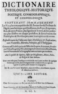 Titelblatt: D. de Juigné-Broissinière: Dictionaire theologique, historique, poetique, cosmographique et chronologique