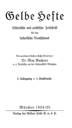 Gelbe Hefte, Titelblatt