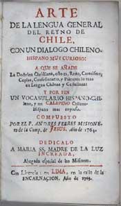Titelblatt: Arte de la Lengua general del Reyno de Chile