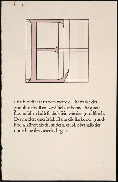 Aus dem Nachlass von Jan Tschichold: Geometrie des Buchstaben E